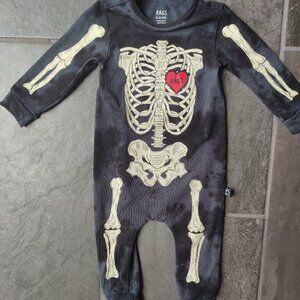 RAGS Blue Tie Dye Glow in the Dark Long Sleeve Skelly Romper